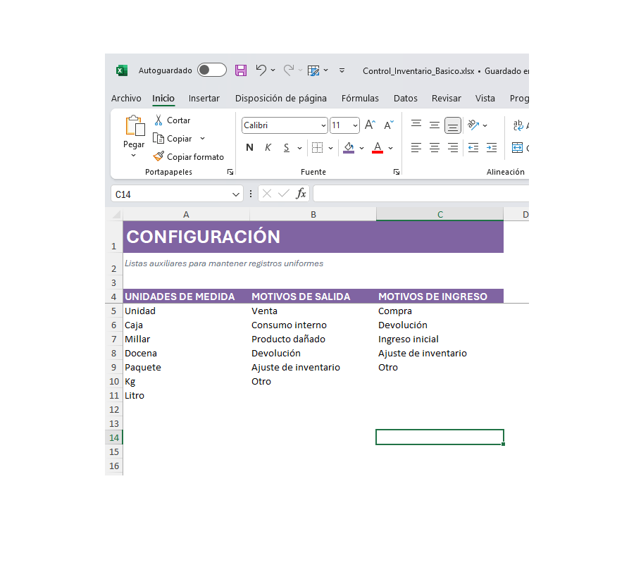 Control de Inventario Básica Ver.1